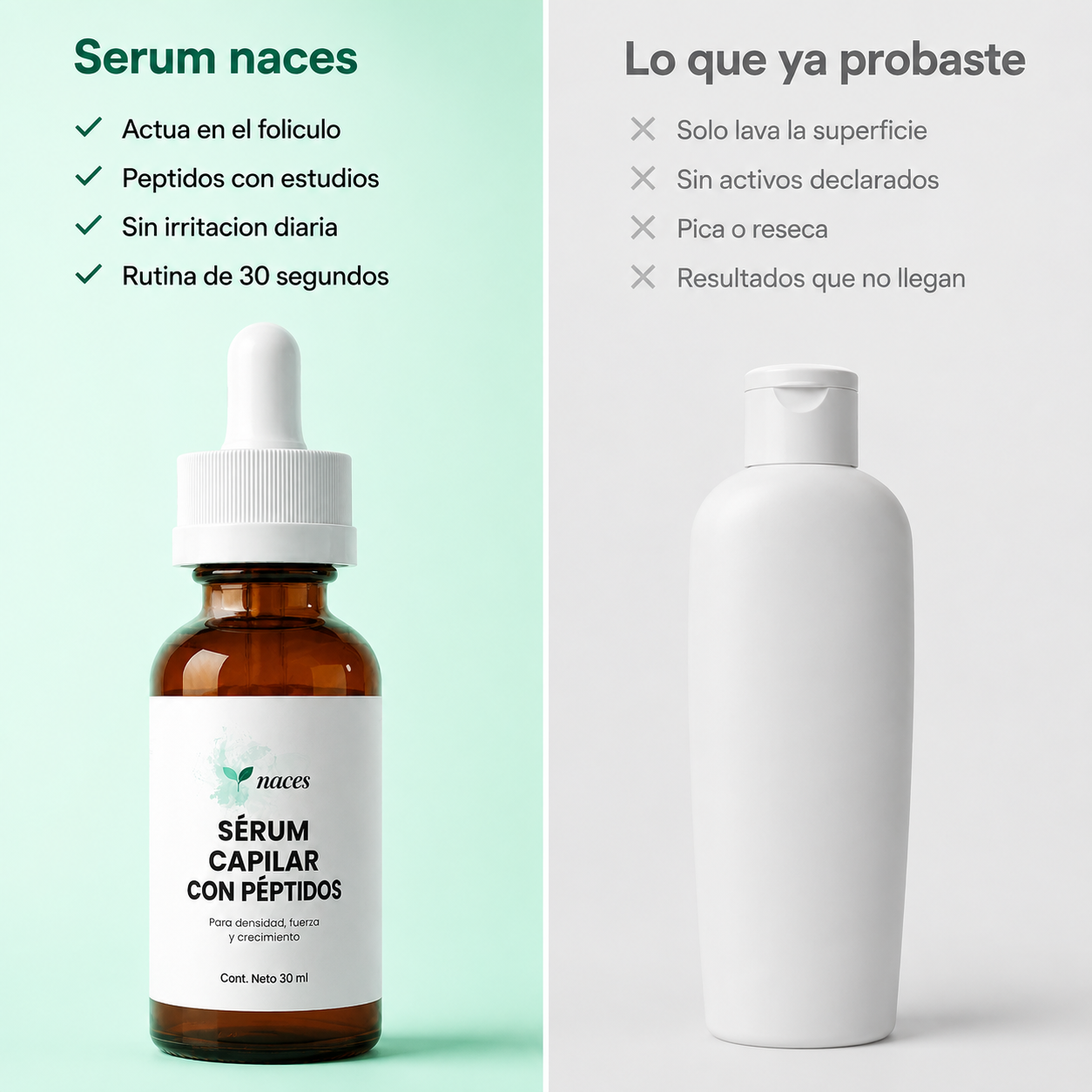 Sérum capilar con péptidos